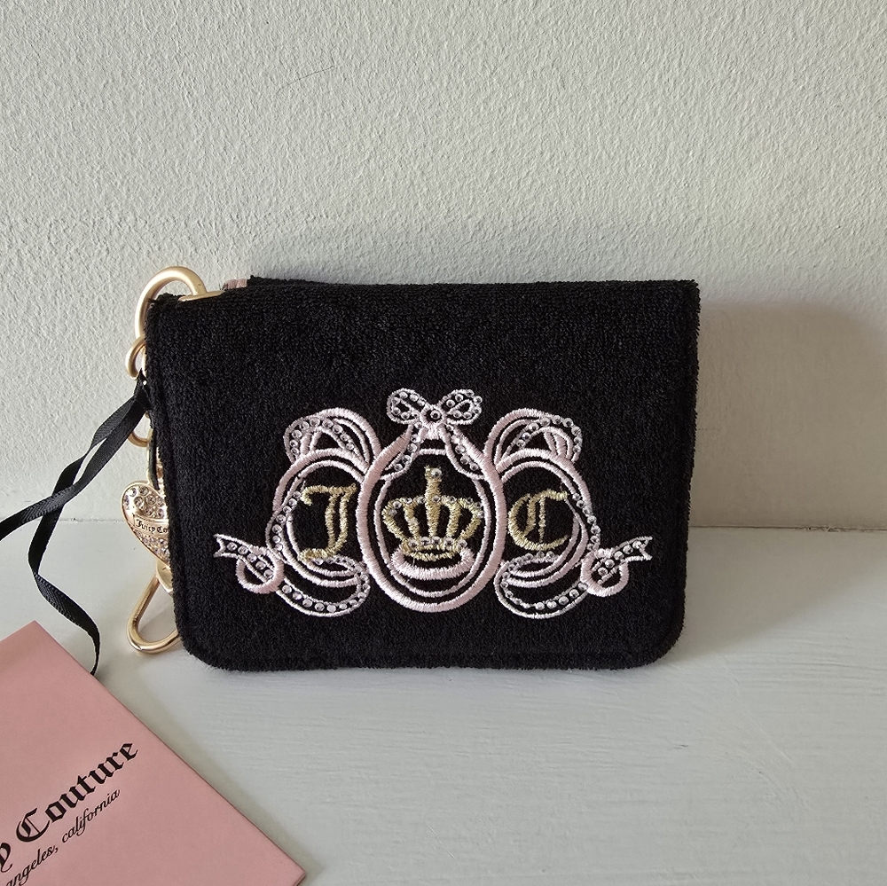 Juicy Couture Black Terry Cloth Coin Purse Wristlet